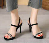 Stop And Stun Rhinestone Strap Stiletto Heels